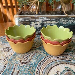 Better Homes And Gardens Melamine Dessert Bowls 6pc Vintage 70s Scalloped Flower